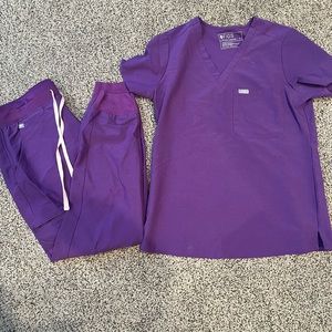 FIGS Scrubs in Purple Space Dye